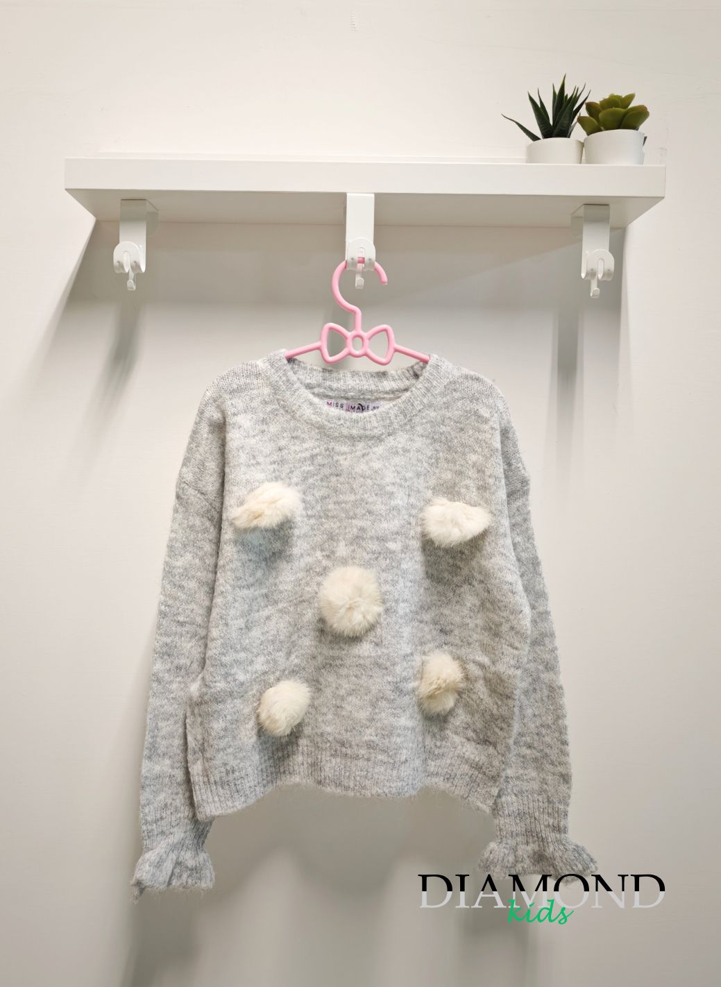 Maglioncino Bambina grigio ponpon softly