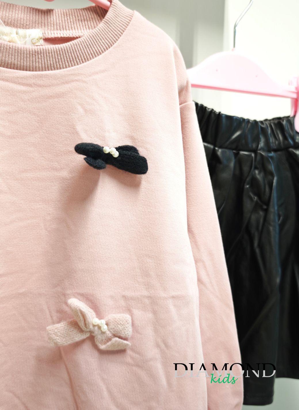 Completo Bambina Fiocchi rosa e nero