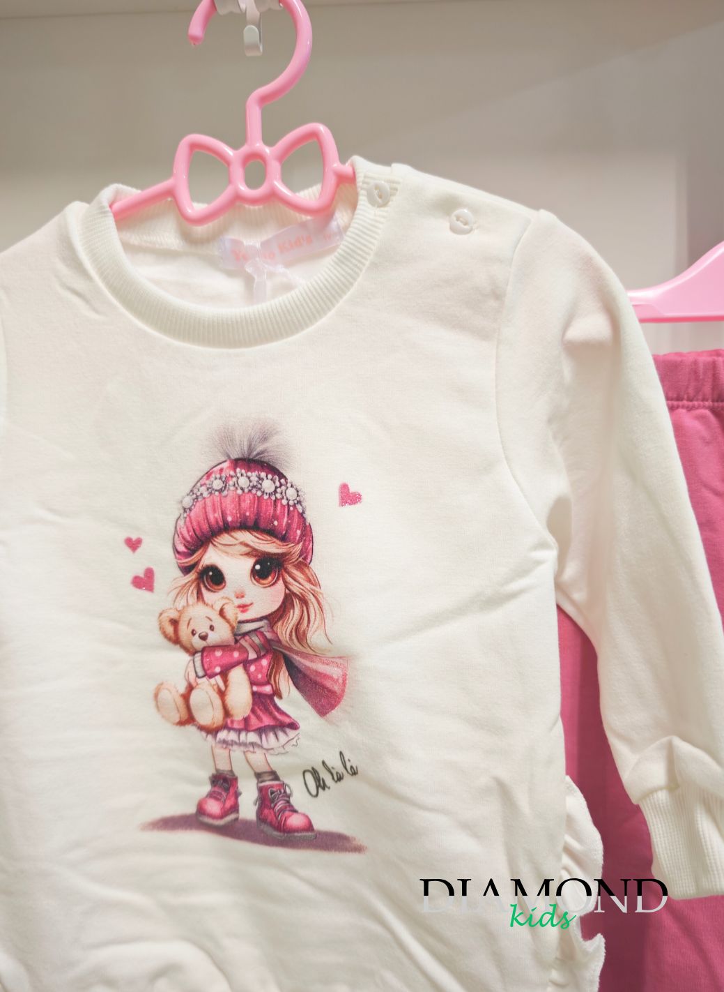 Completo Bambina Lilly bianco e fucsia
