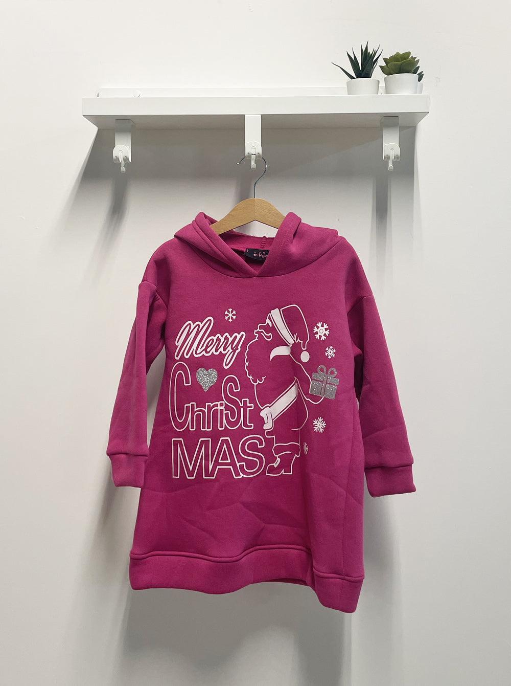 Girl's Dress Santa Claus Fuchsia Sweatshirt