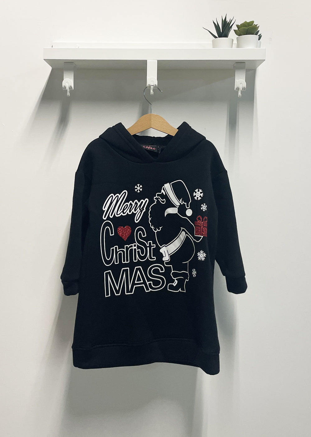Girl's Dress Santa Claus Black Sweatshirt