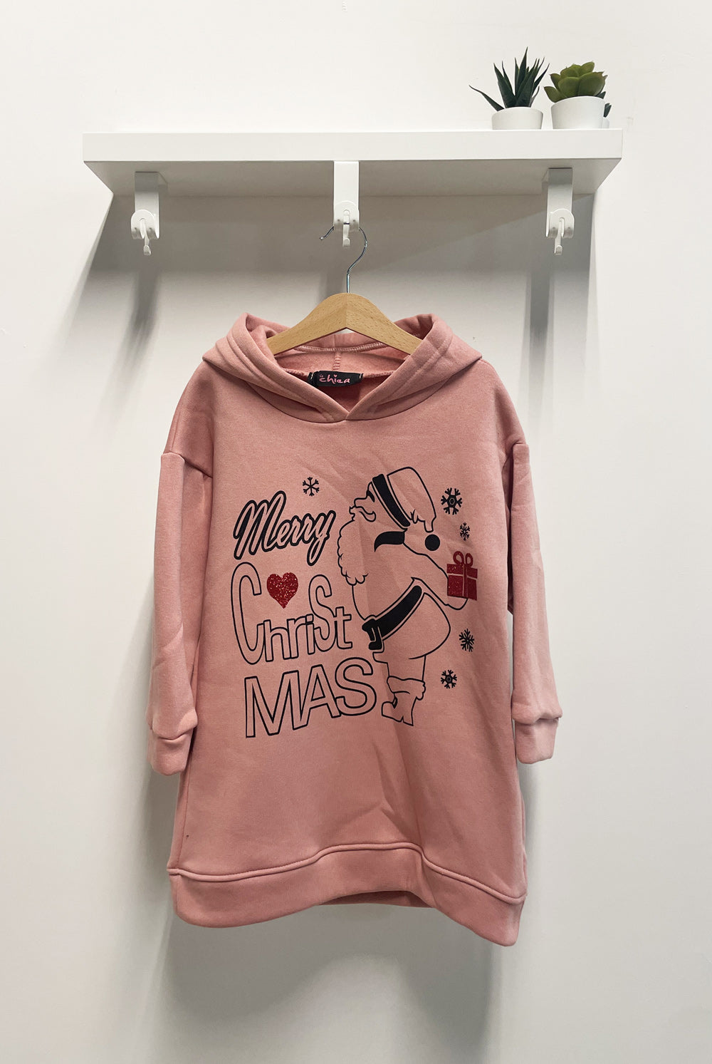 Girl's Dress Santa Claus Pink Sweatshirt