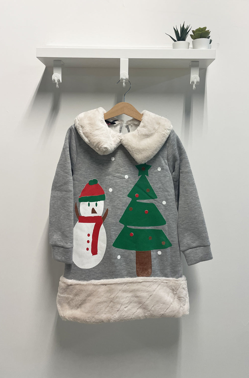 Snowman Gray Fur Baby Girl Dress