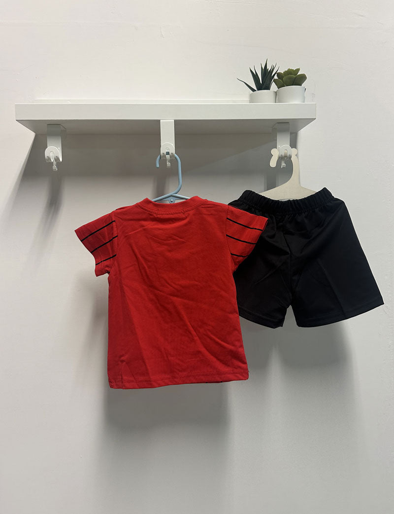 Completo Neonato California rosso e nero