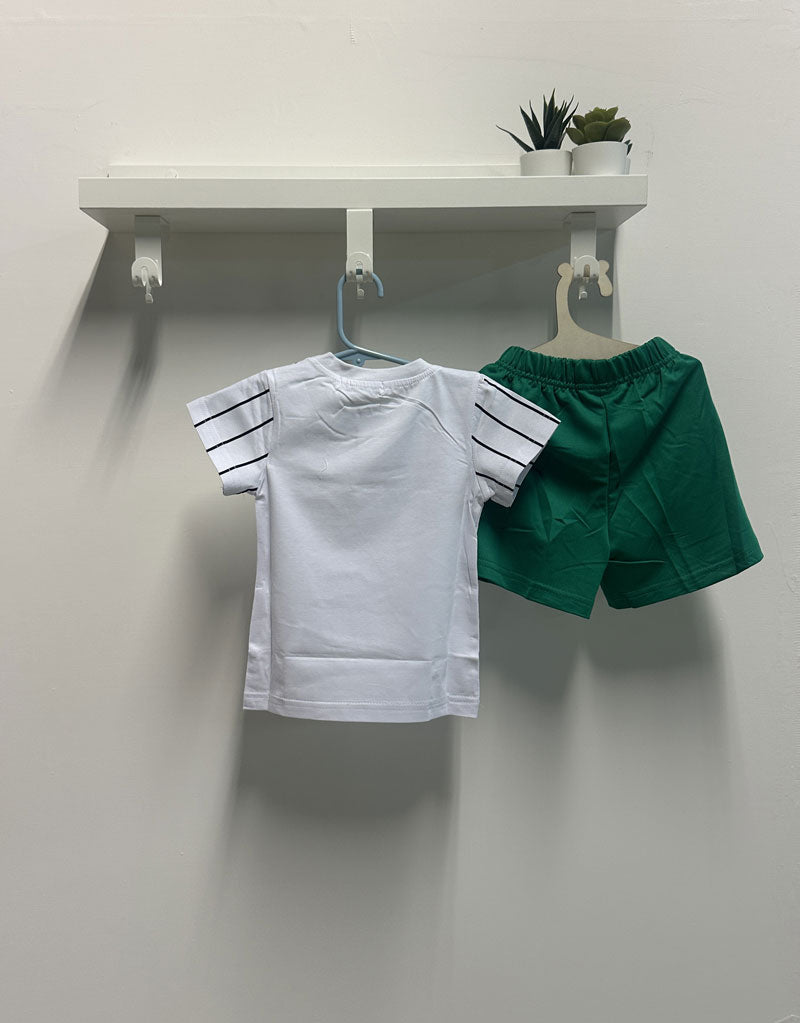 Completo Neonato California bianco e verde