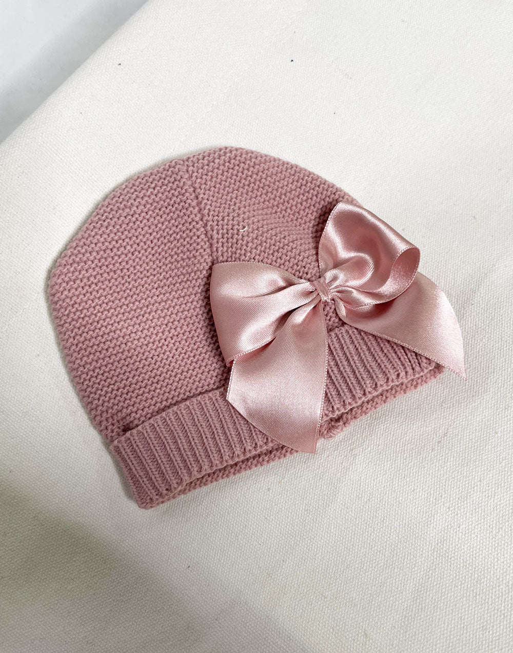 Cappellino Neonata fiocco rosa cipolla
