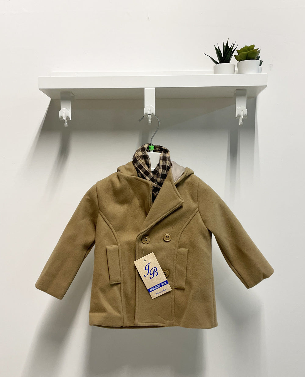 Cappottino Neonato Classic beige sciarpa