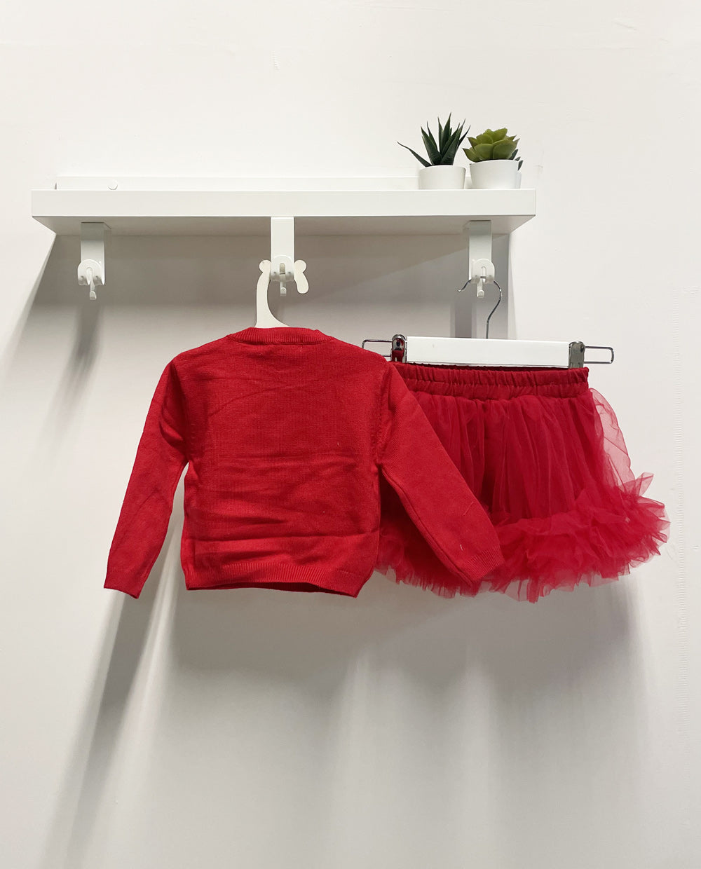 Red Heart Baby Girl Set with Tulle Skirt