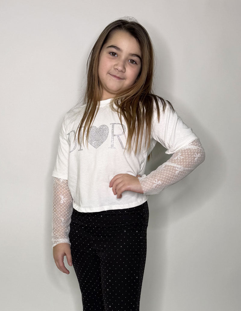 T-shirt Bambina Pizzo bianca