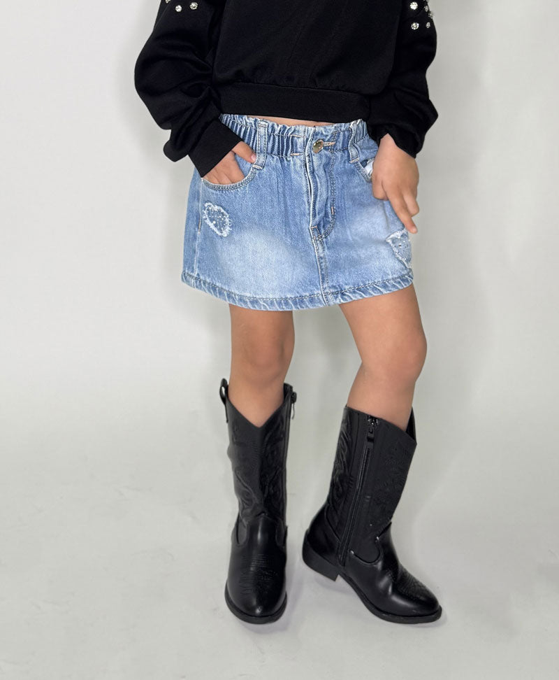 Gonna Neonata jeans cuori blu chiaro