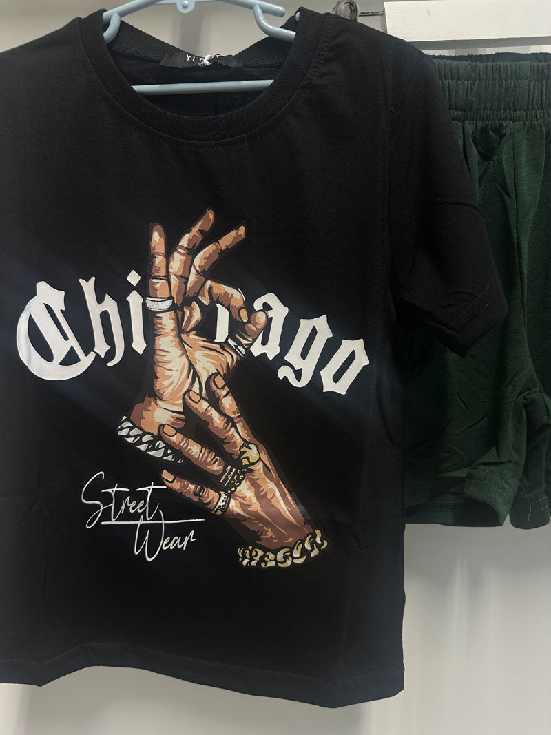 Completo Bambino Rapper Chicago nero verde