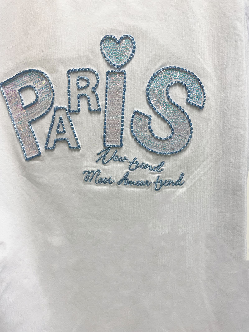 T-shirt Bambina Paris bianca