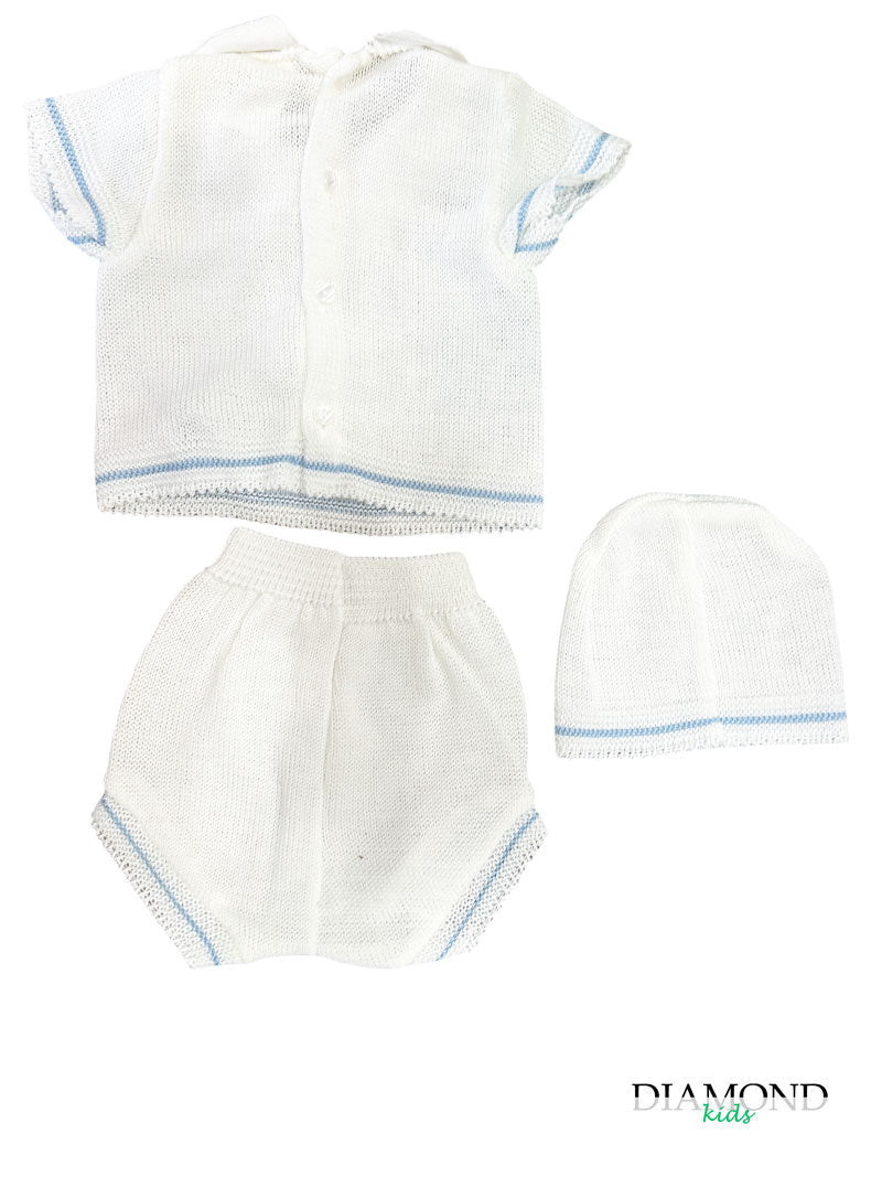 Completo Neonato Filo ponpon bianco