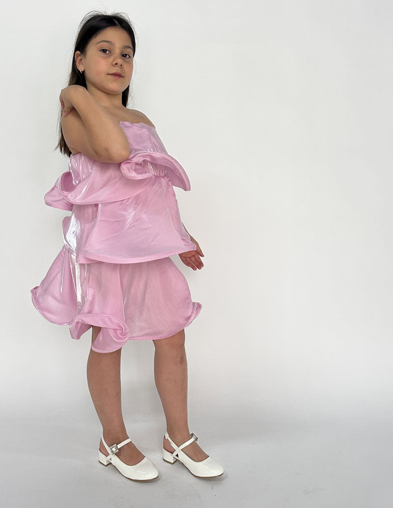 Abito Bambina Volant rosa lilla