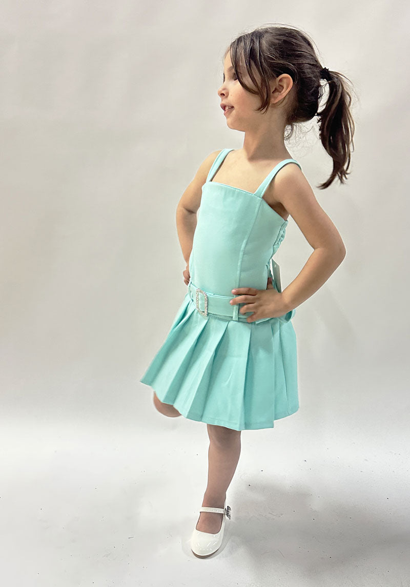 Abito Bambina Strass verde tiffany