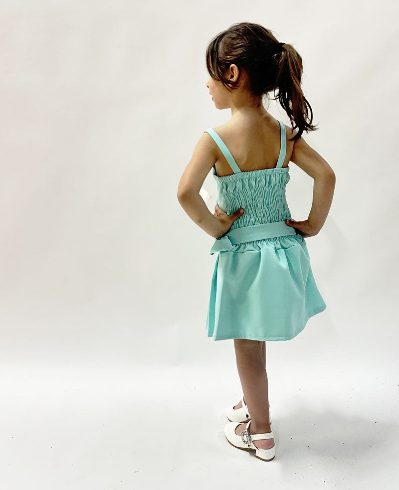 Abito Bambina Strass verde tiffany