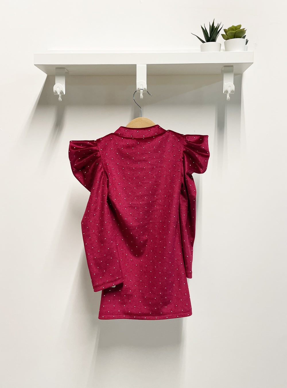 Sparkling Burgundy Bow Newborn Dress Chenille