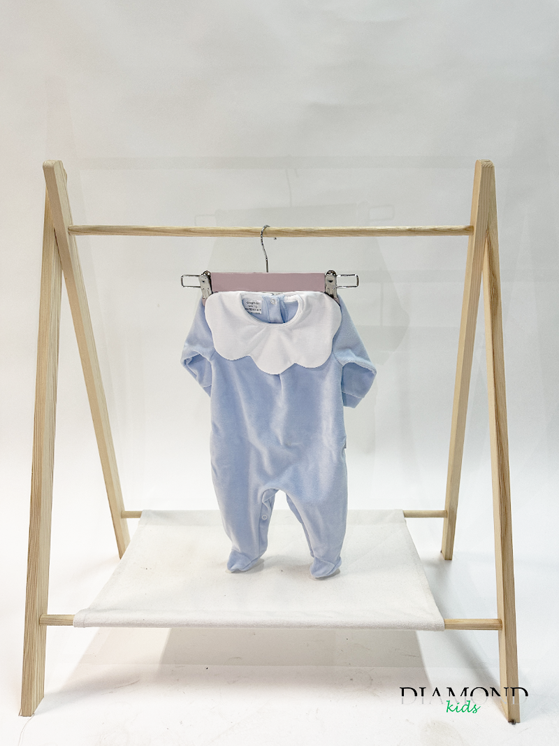 Tutina Neonato ciniglia azzurra