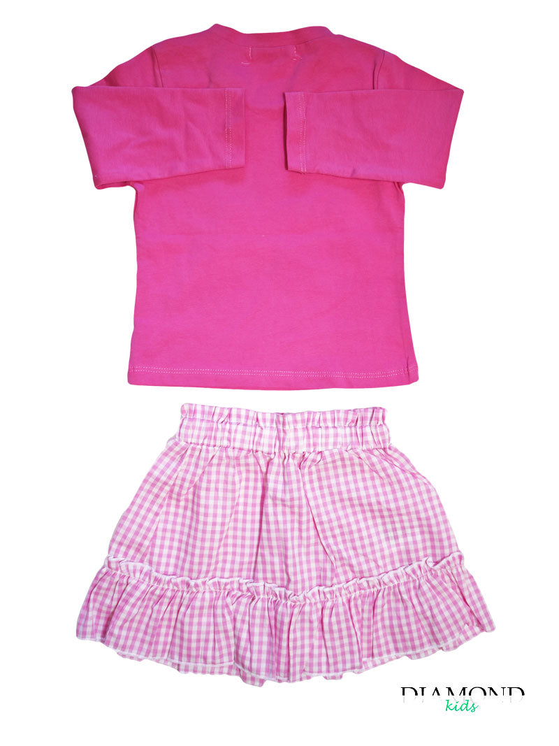Completo Neonata Vichy rosa