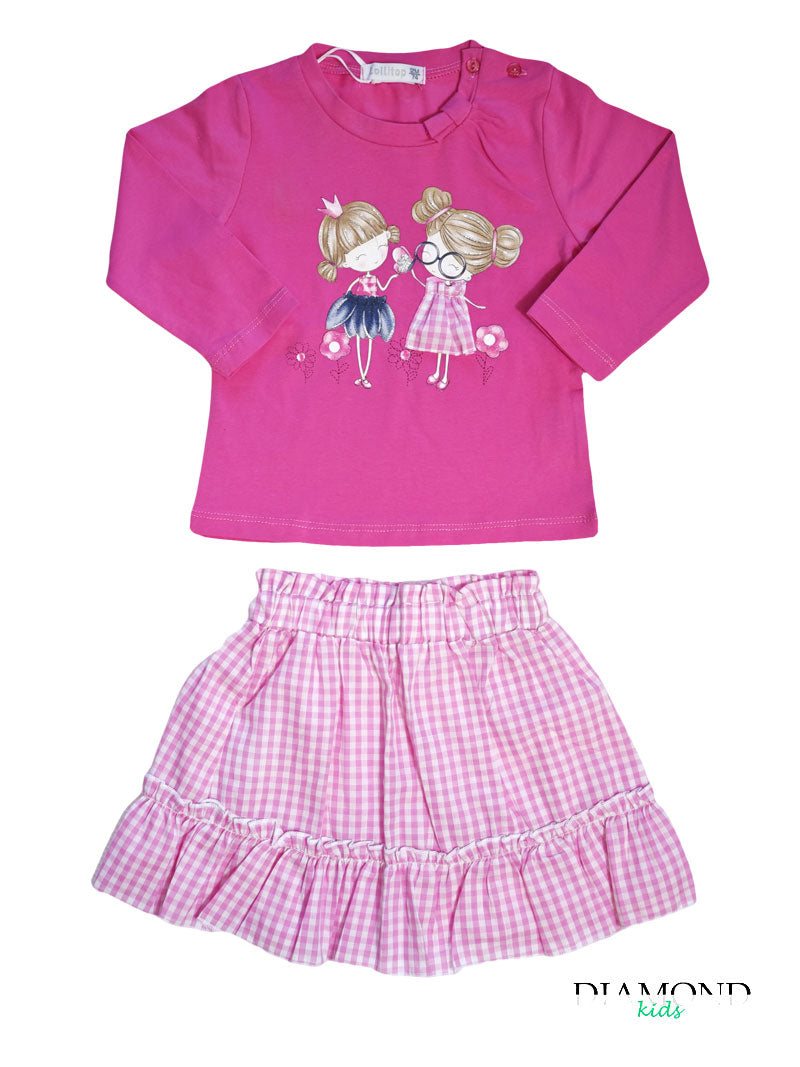 Completo Neonata Vichy rosa