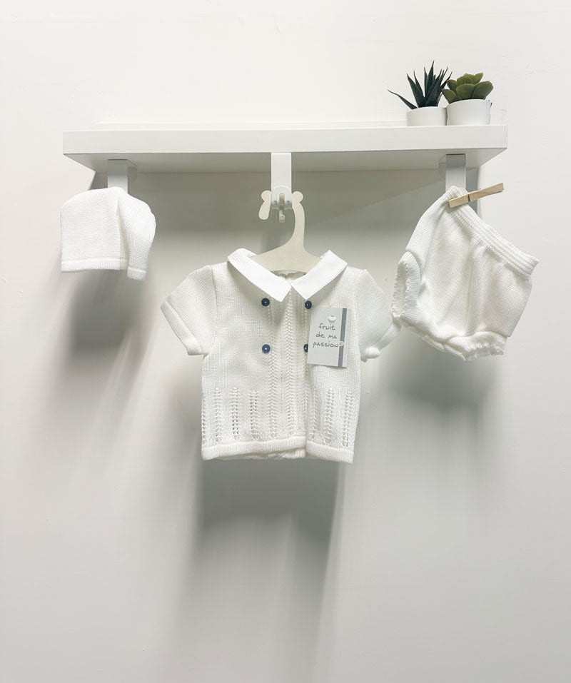 Completo Neonato Filo Bottoncini bianco
