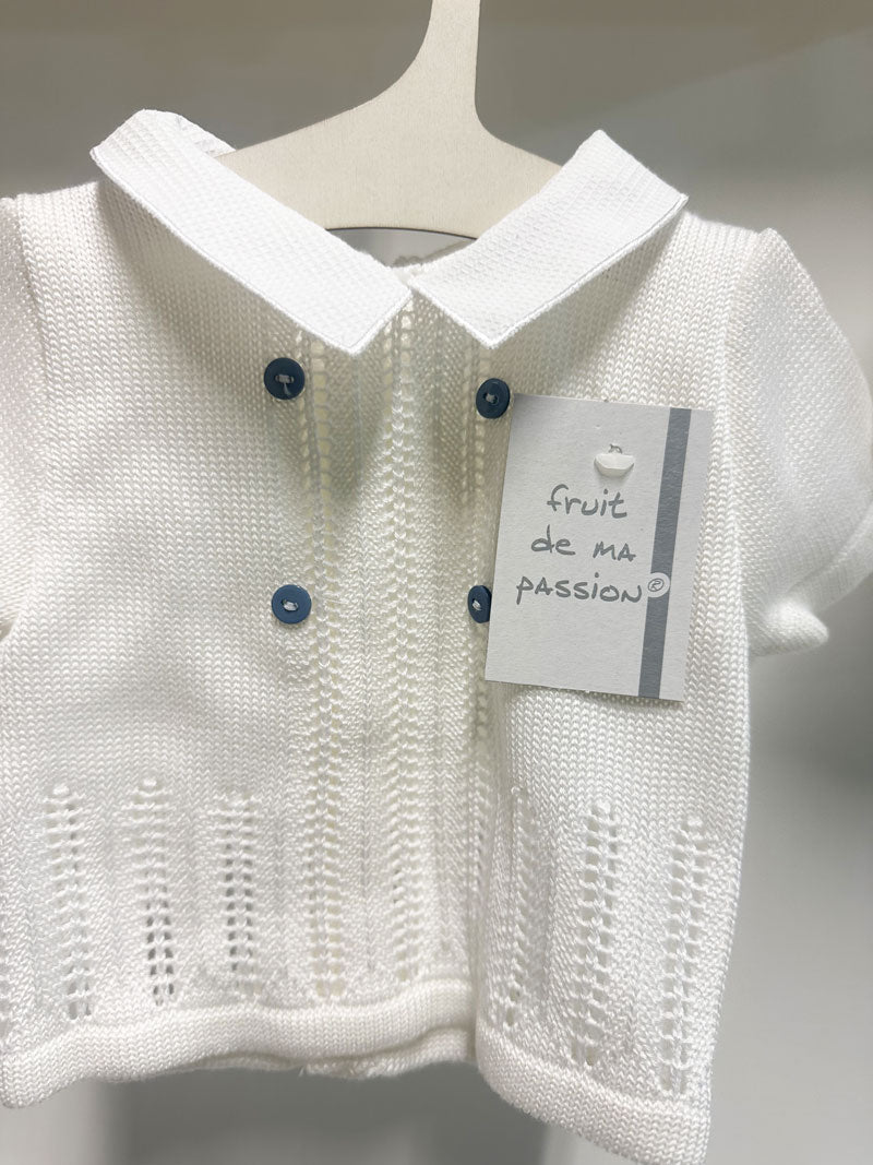 Completo Neonato Filo Bottoncini bianco