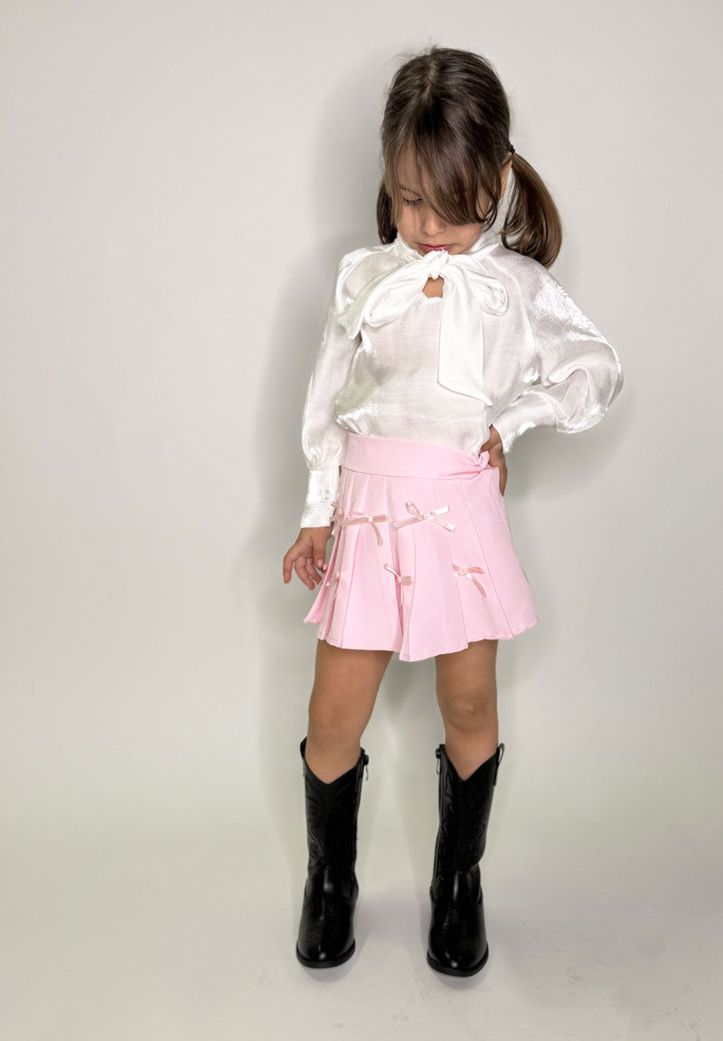 Camicia Neonata collo fiocco bianca