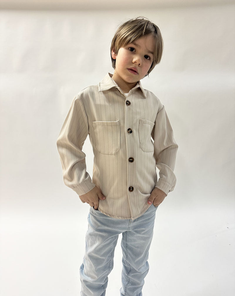 Camicia Bambino righe beige