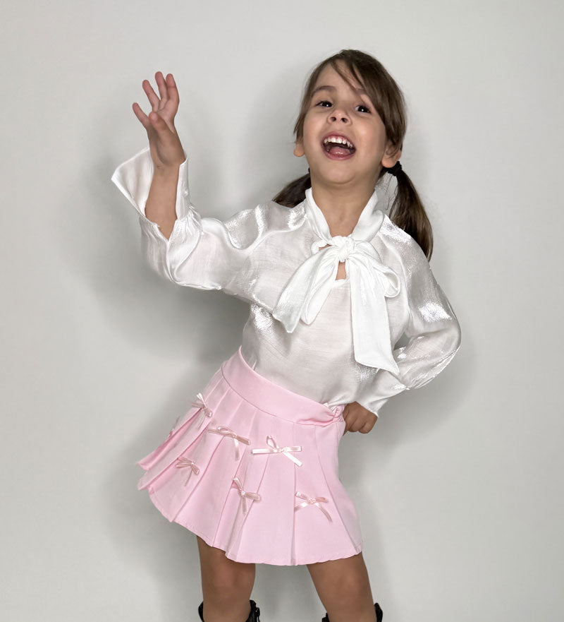 Camicia Neonata collo fiocco bianca