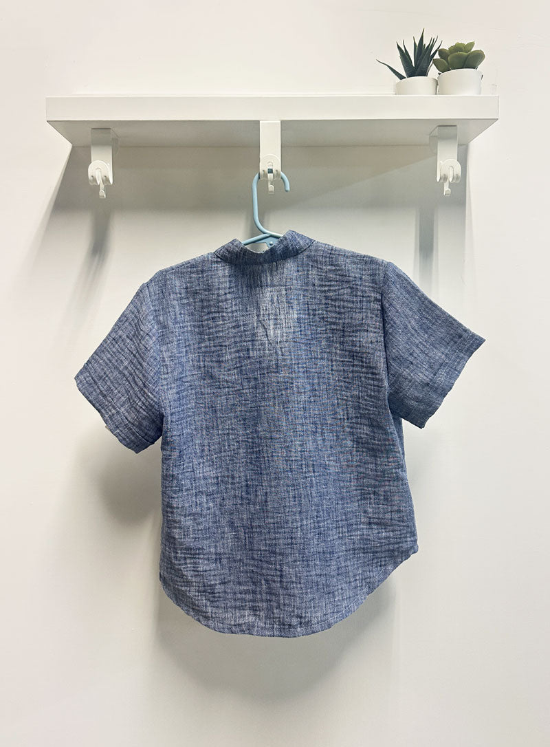 Camicia Bambino blu lino