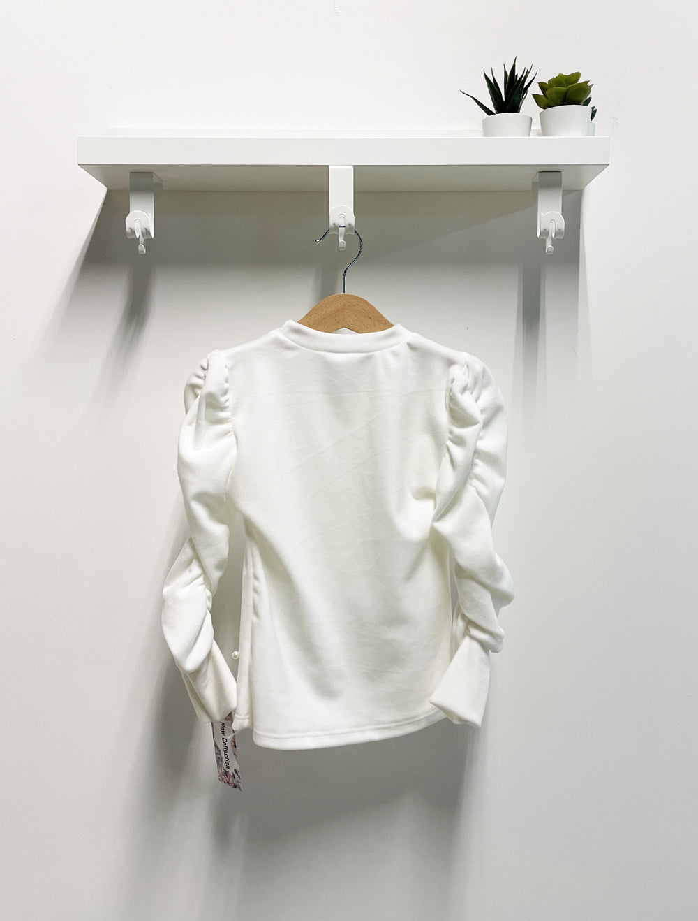 Maglia Bambina Perle bianca ciniglia arricciata