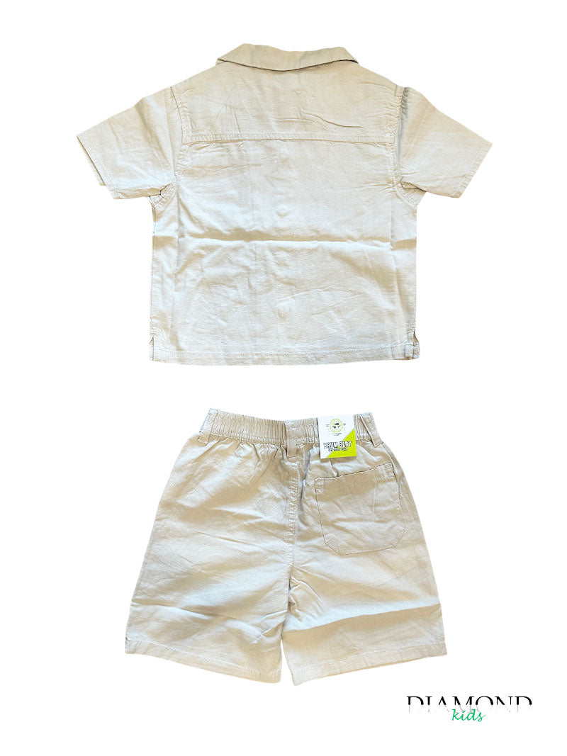 Completo Bambino Camicia Shorts beige