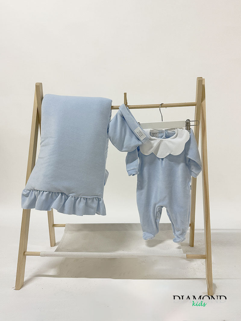 Corredino Neonato Ciniglia azzurro
