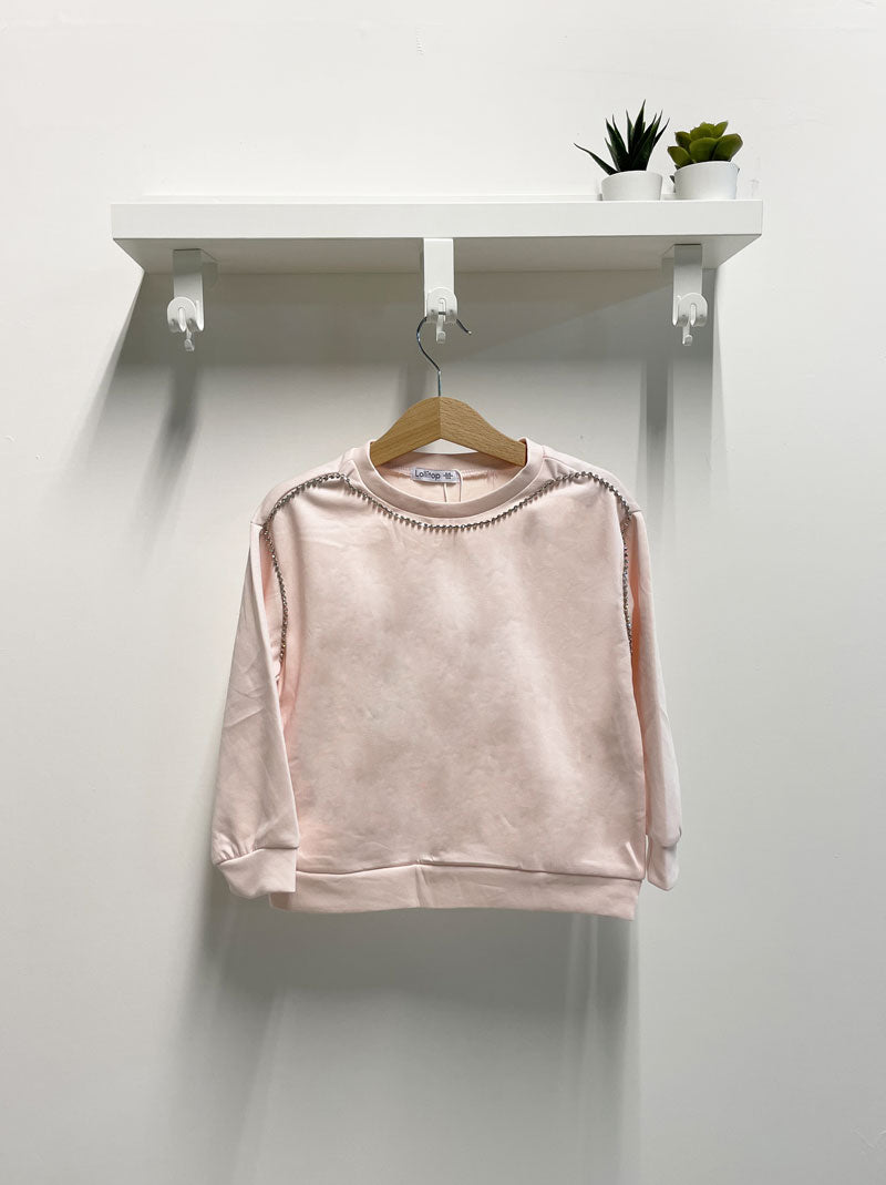 Felpa Bambina Strass rosa