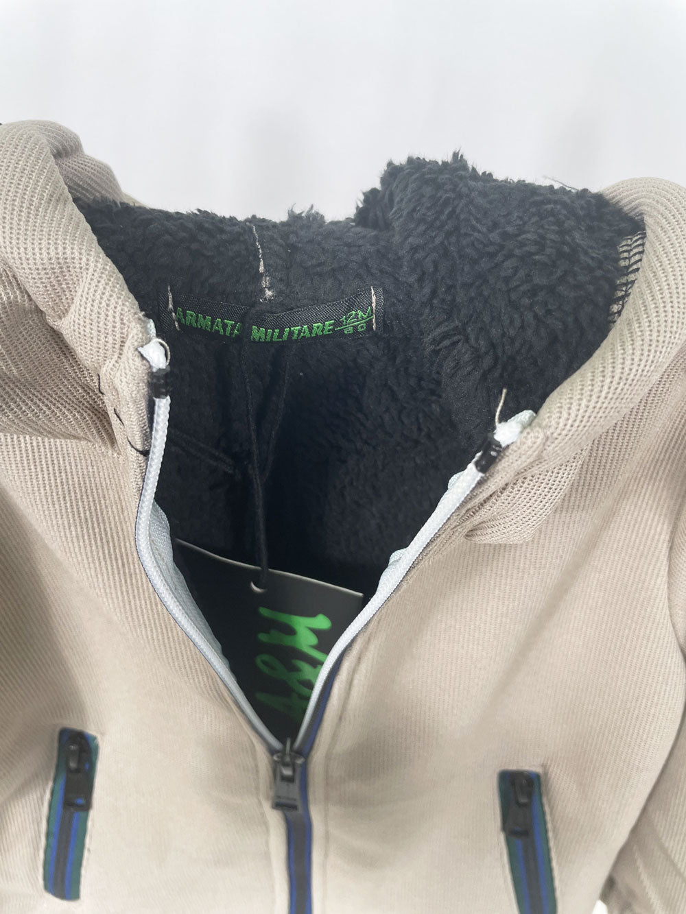 Beige fleece baby jacket sweatshirt
