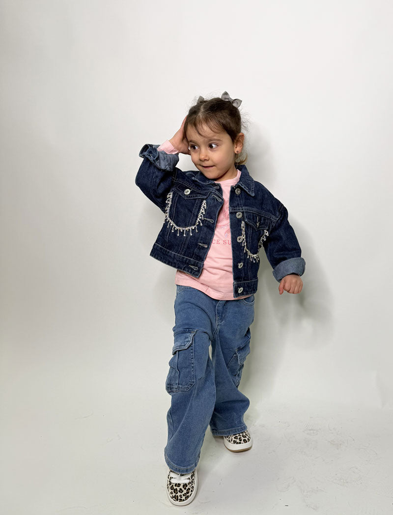 Giubbino Bambina jeans Sparkling blu