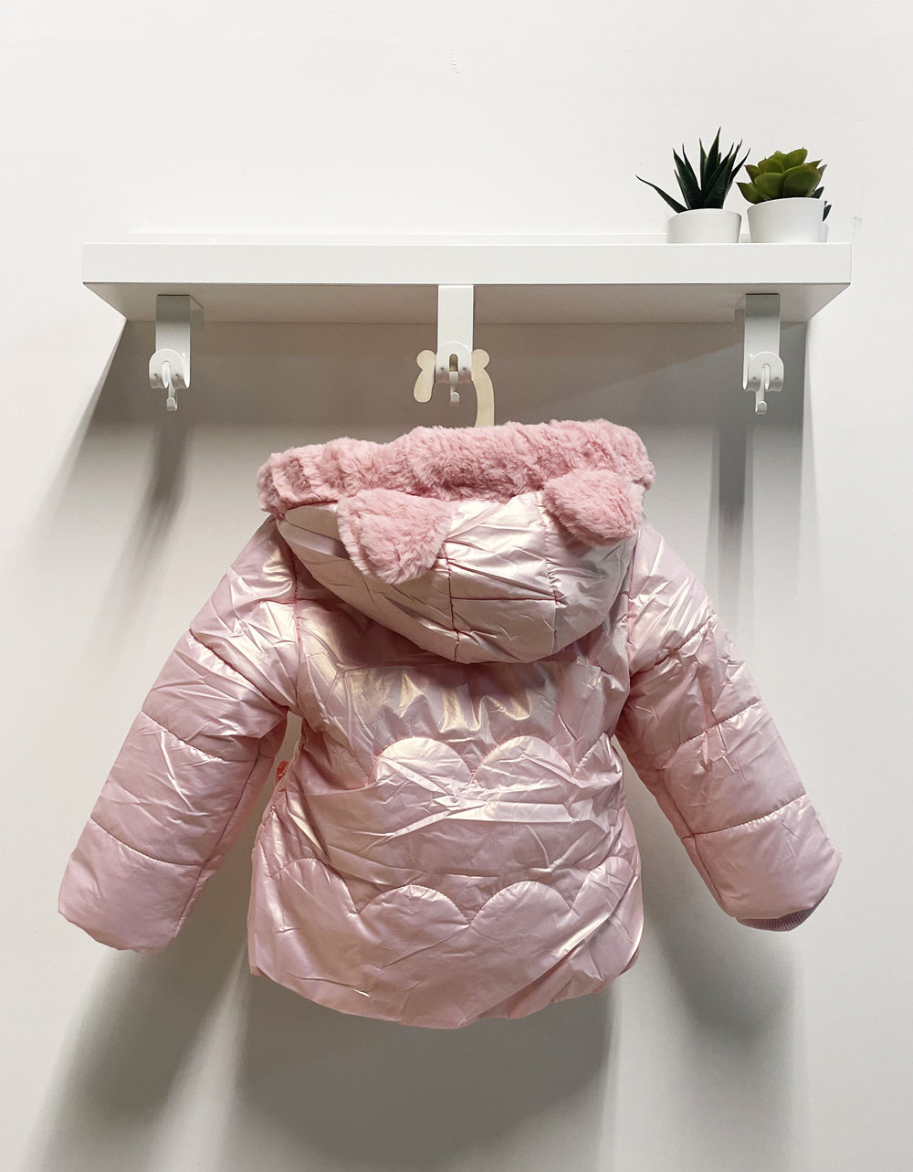 Bon ton pink baby jacket with hood and ears
