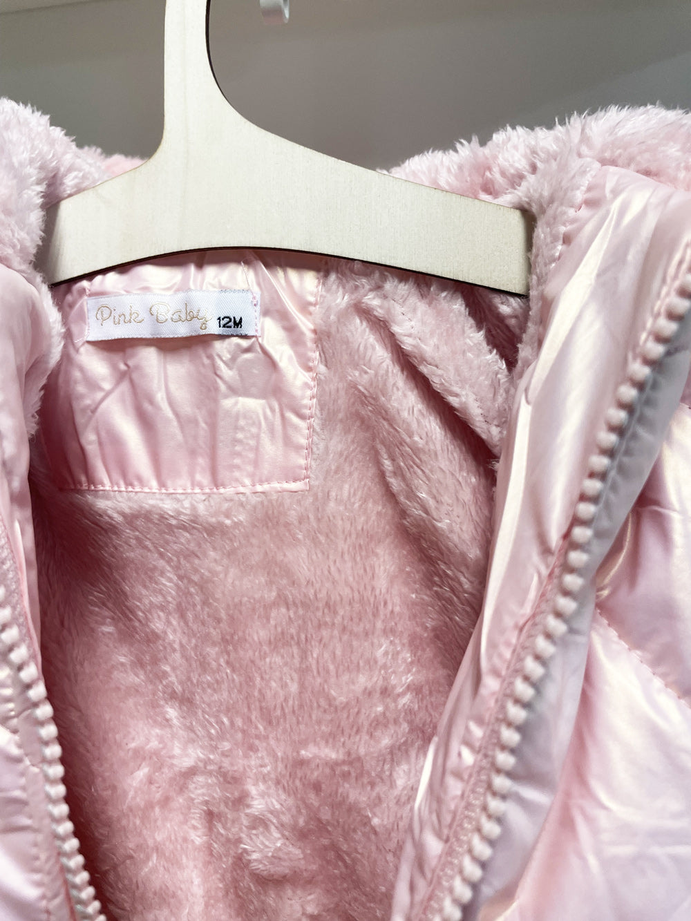 Bon ton pink baby jacket with hood and ears