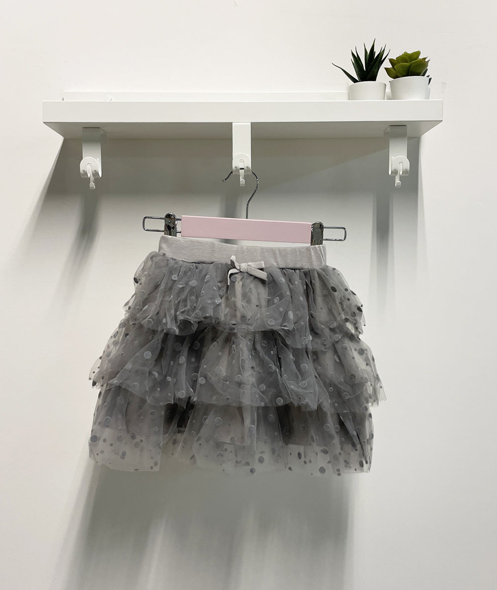 Gonna Bambina Pois tulle grigia