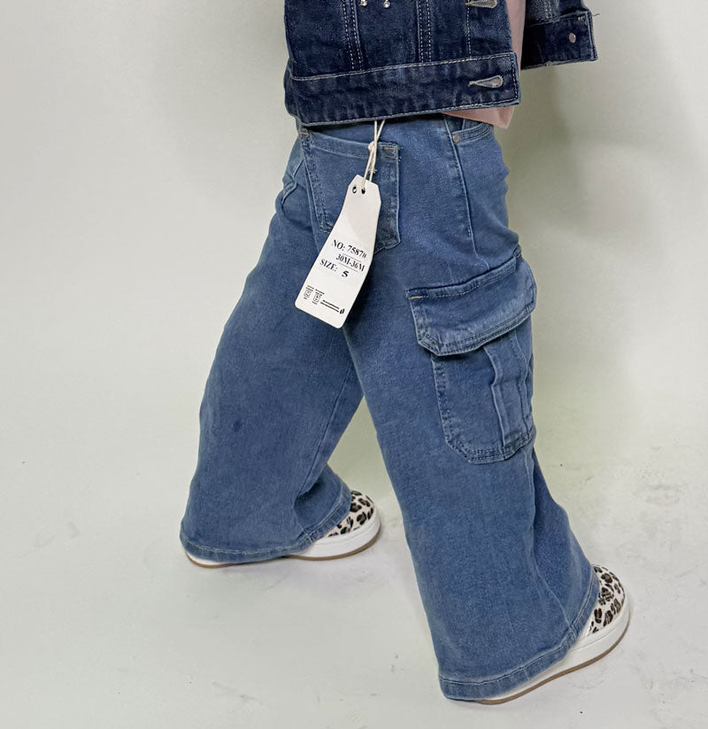 Jeans Neonata blu zampa cargo
