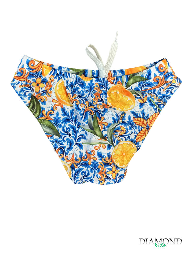 Costume Bambino Amalfi bianco celeste