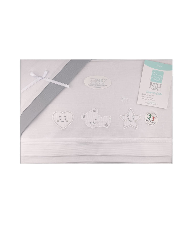 Set lenzuola culla Mio piccolo Star grigio
