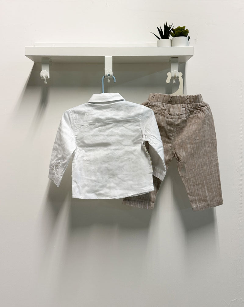 Completo Neonato Panciotto righe beige
