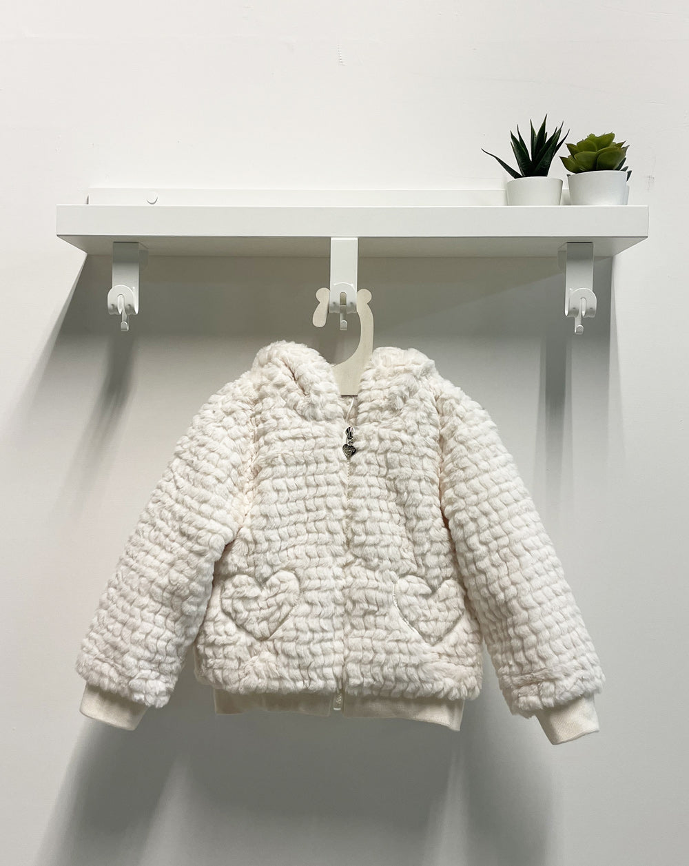 Pelliccia Neonata Heart Love panna