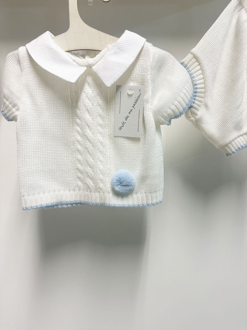 Completo Neonato Filo ponpon bianco