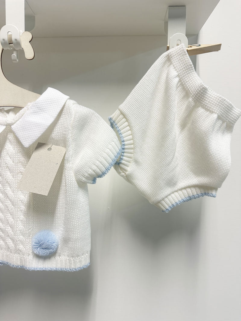 Completo Neonato Filo ponpon bianco
