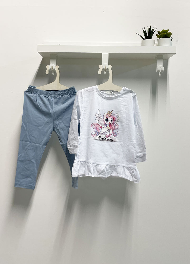 Completo Neonata Pony bianco cielo