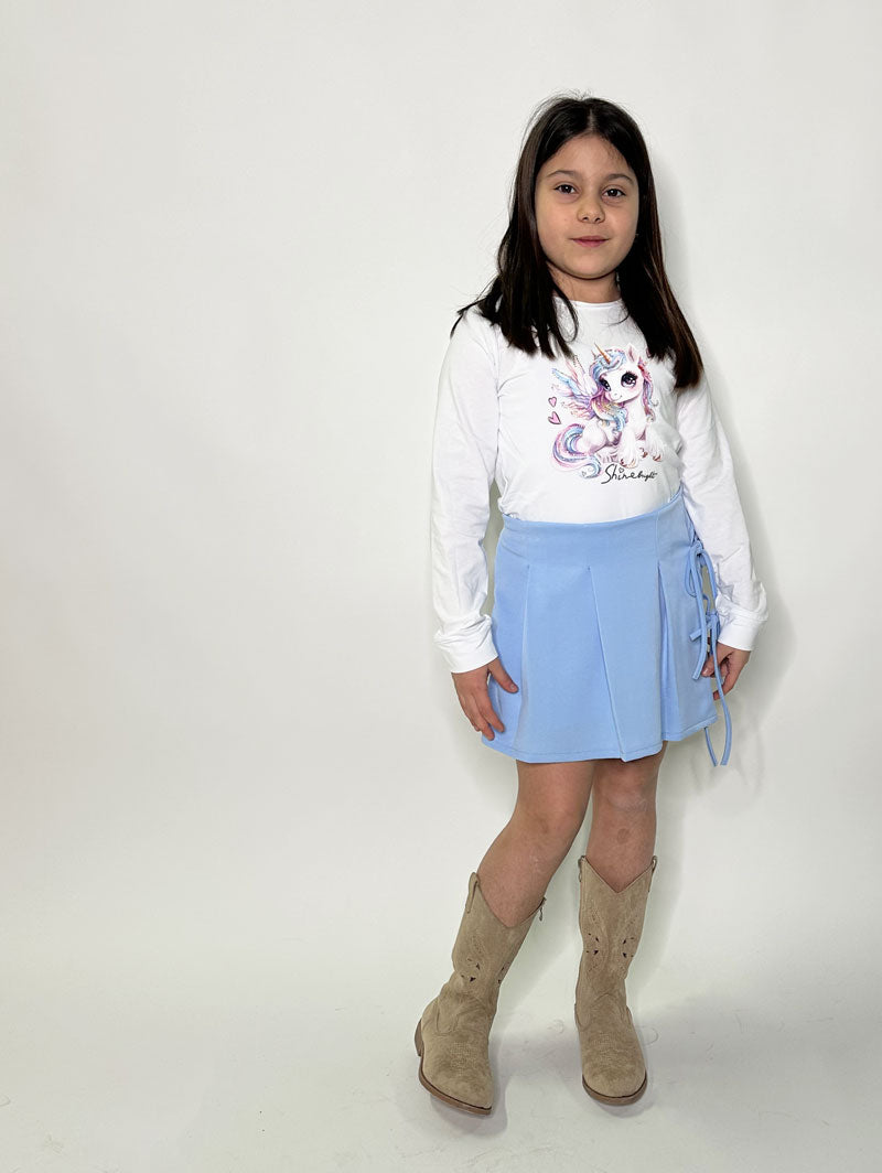 Skorts Bambina Fiocchi gonna pantalone celeste