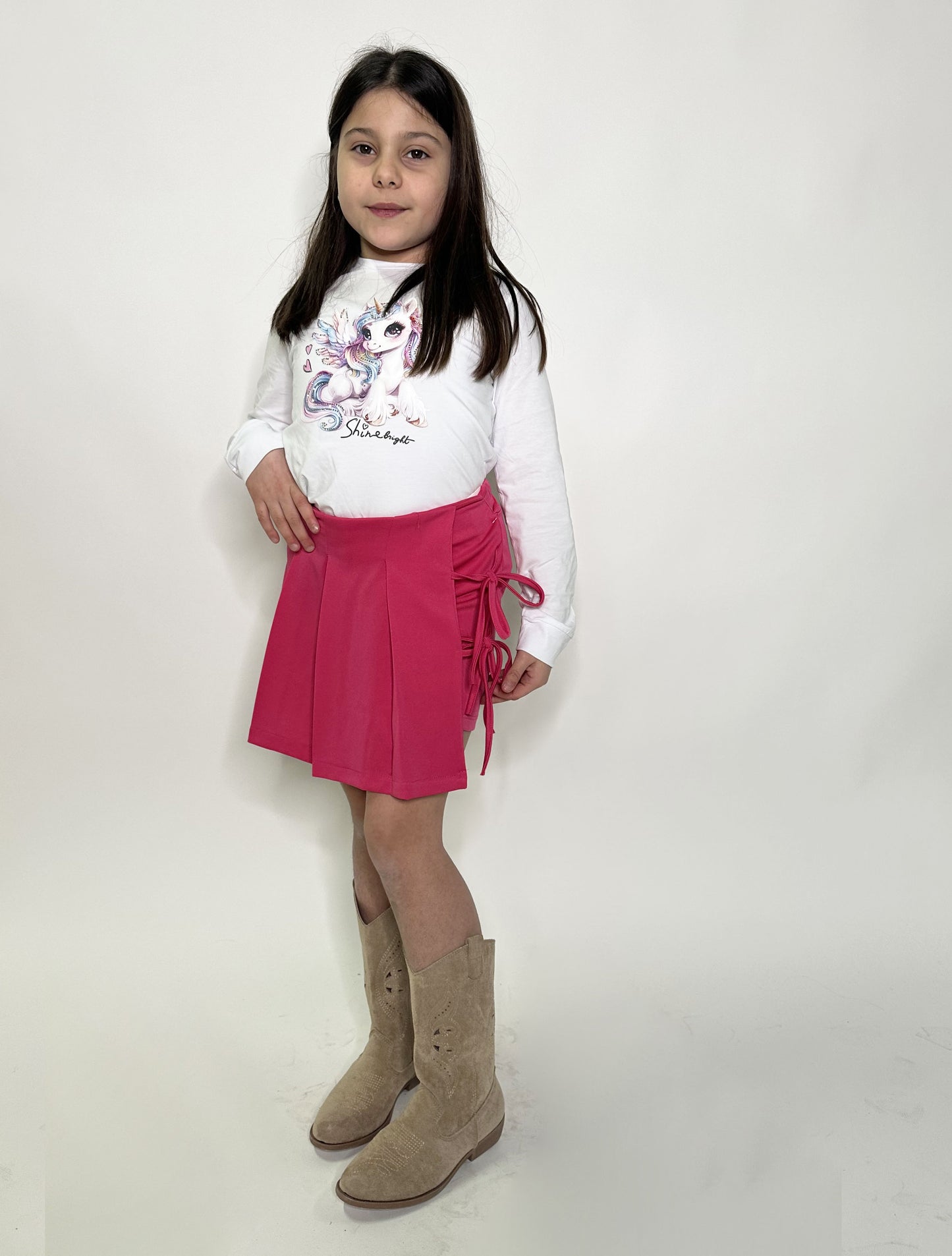Skorts Bambina Fiocchi gonna pantalone fucsia