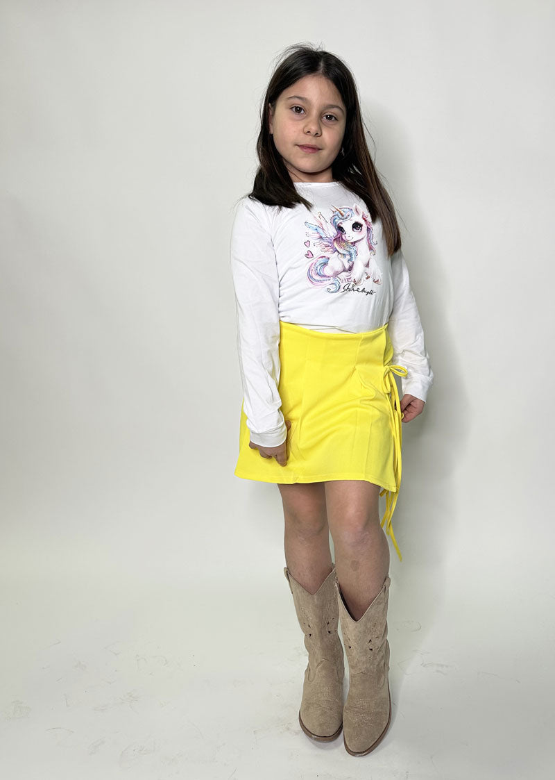 Skorts Bambina Fiocchi gonna pantalone giallo